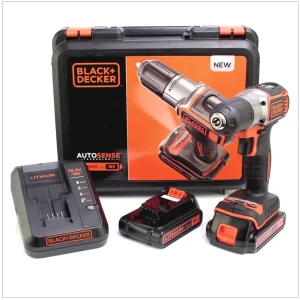 Black & Decker ASD 18 KB 18 V Autosense Akku Bohrschrauber mit 2 x 1,5 Ah Akku, Lader im Koffer Versand Am Gleichen Tag
