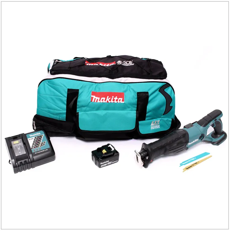 Makita DJR 181 RM Akku Reciprosäge 18 V Säbelsäge in Transporttasche mit Trolley + 1x 4,0 Ah Akku + Ladegerät + 2x Sägeblätter Markenprodukt