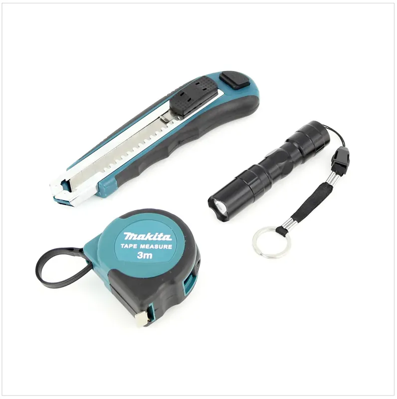 Makita Set Cuttermesser + 3 m Maßband + Mini Taschenlampe Sale