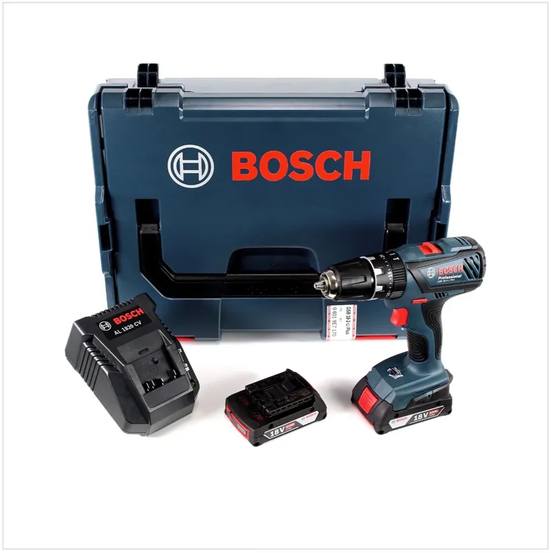 Preisreduziert Bosch GSB 18-2-Li Plus Professional Akku Schlagbohrschrauber mit 2 x 2 Ah Akkus + Ladegerät + L-BOXX