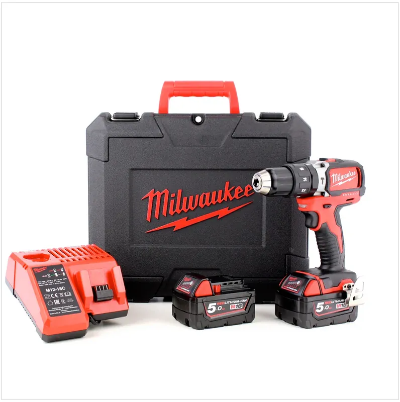 Milwaukee M18 BLPD 502 C 18 V Brushless Akku - Schlagbohrschrauber + 2x 5.0 Ah Li-Ion Akku + Lader + Koffer ( 4933448472 ) Bestpreis