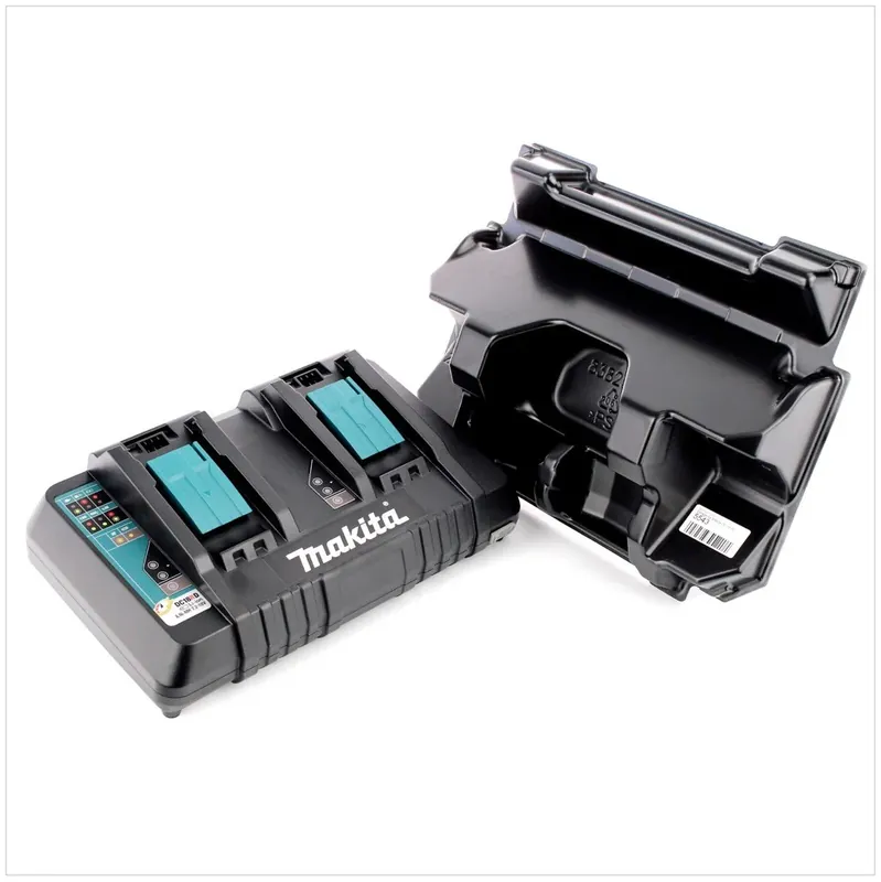 Makita DC 18 RD ZE Doppel Schnellladegerät 14,4 V - 18 V LXT ( 196933-6 ) + Einlage ( 838258-9 ) Expressversand
