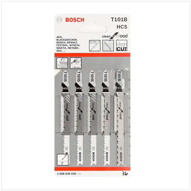Bosch T 101 B Stichsägeblätter Clean for Wood 5 Stk. 100 mm ( 2608630030 ) Heißes Angebot