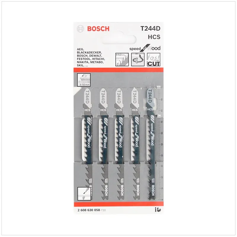 Bosch T 244 D Stichsägeblätter Speed for Wood 5 Stk. 100 mm ( 2608630058 ) Bestseller