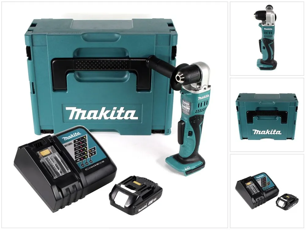 Kracherpreis Makita DDA 351 RA1J Akku Winkelbohrmaschine 18 V 13,5 Nm + 1x Akku 2,0 Ah + Ladegerät + Makpac