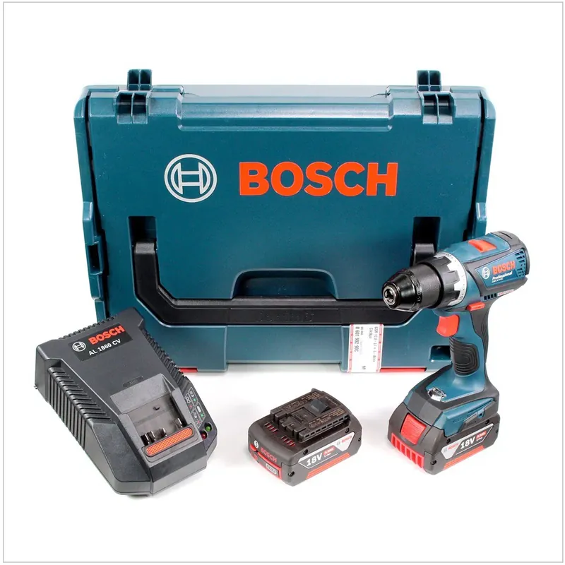 Aktuell Bosch GSR 18 V-EC Akku Bohrschrauber 2016 neue Version Metallbohrfutter mit 2x Akku 4 Ah und AL1860 Ladegerät in L-Boxx ( 06019E8101 )