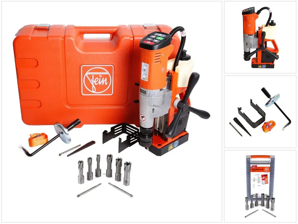 FEIN KBU 35 MQW Universal Magnet Kernbohrmaschine 1100 Watt bis 35 mm + 8-tlg. Kernbohrer-Set Ultra Top-Preis