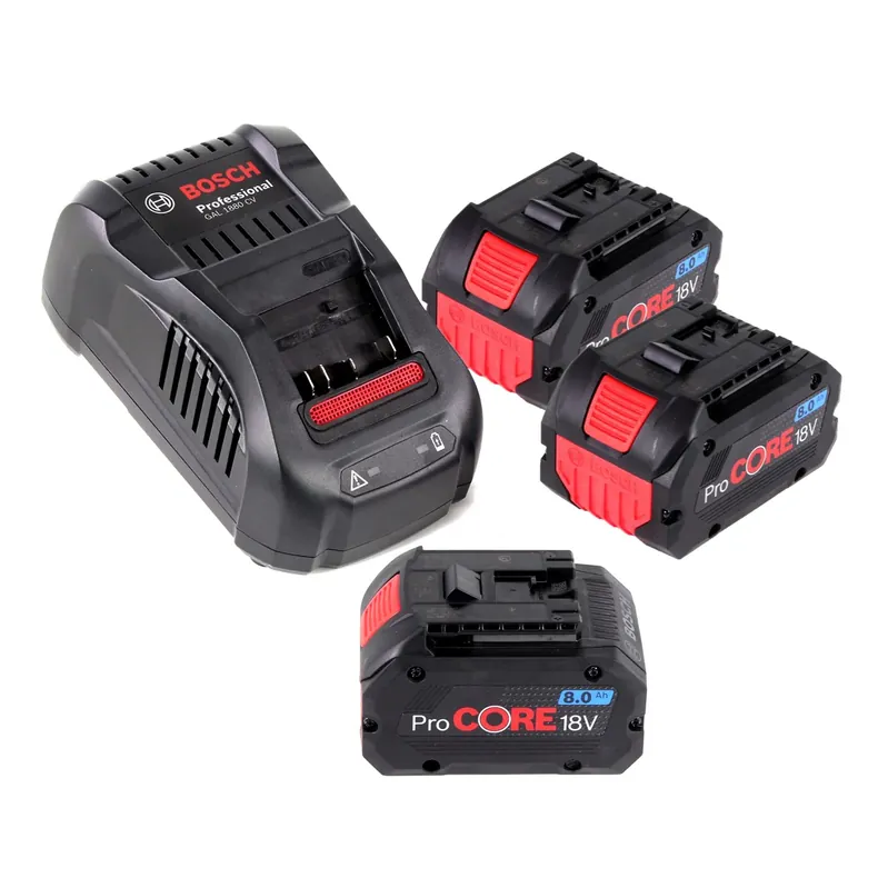 Bosch Starter-Set ProCore mit 3x ProCORE 18 V 8,0 Ah Professional Akku ( 1600A016GK ) und GAL 1880 CV Ladegerät Mega-Angebot