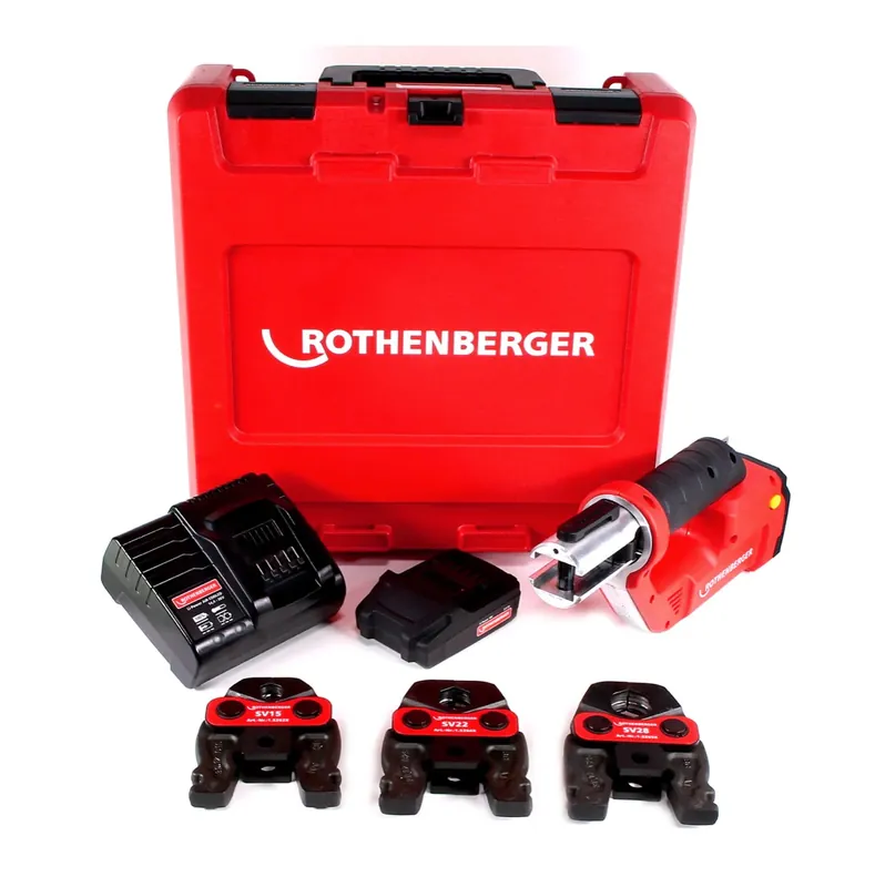 Rothenberger ROMAX Compact TT 18V Akku Pressmaschine + 1x Akku 2,0Ah + Ladegerät + Pressbackenset + Koffer ( 1000002117 ) Finale Aktion