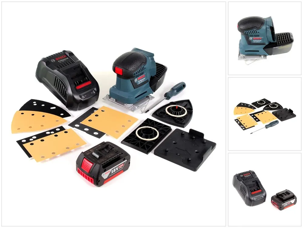 Saisonangebot Bosch GSS 18 V-10 Akku Schwingschleifer 18 V Li-Ion Professional + Zubehör + 1 x 5,0 Ah Akku + Ladegerät