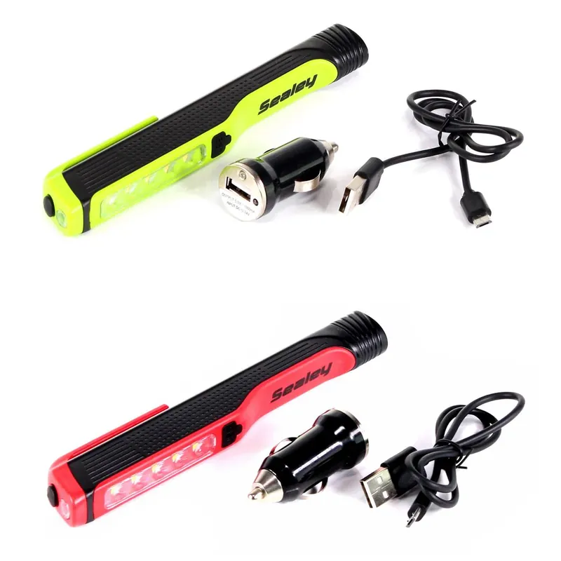 Heißes Angebot Sealey LED054R / rot + LED054 /grün Leuchtstift-Set - 100 Lumen LED wiederaufladbare Taschenlampe via USB/12V Kfz Adapter