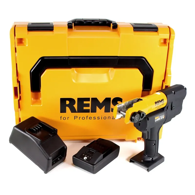 Must-Have REMS Mini-Press ACC 22 V Akku Radialpresse mit Zwangsablauf in L-Boxx + 1 x 2,5 Ah Akku + Ladegerät ( 578014 R220 )