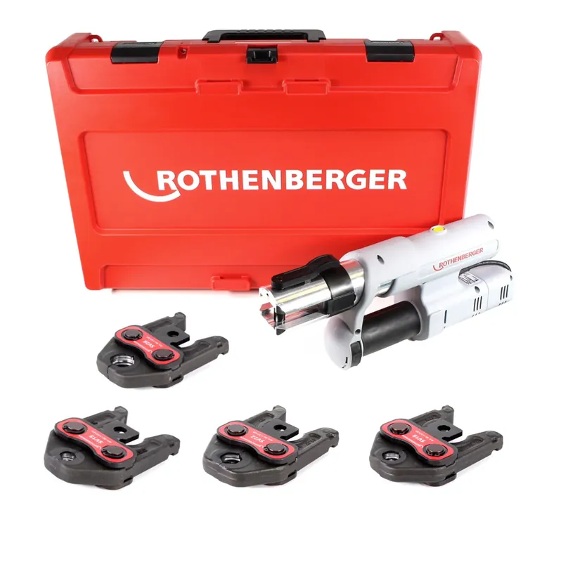 Top-Seller Rothenberger ROMAX AC ECO Basic 230 V Pressmaschine Typ C Set "V" im Transportkoffer mit Pressbacken SV 15-18-22-28