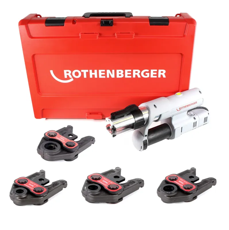 Rothenberger ROMAX AC ECO Basic 230 V Pressmaschine Typ C Set "TH" im Transportkoffer mit Pressbacken TH 16-20-26-32 Neue Ware