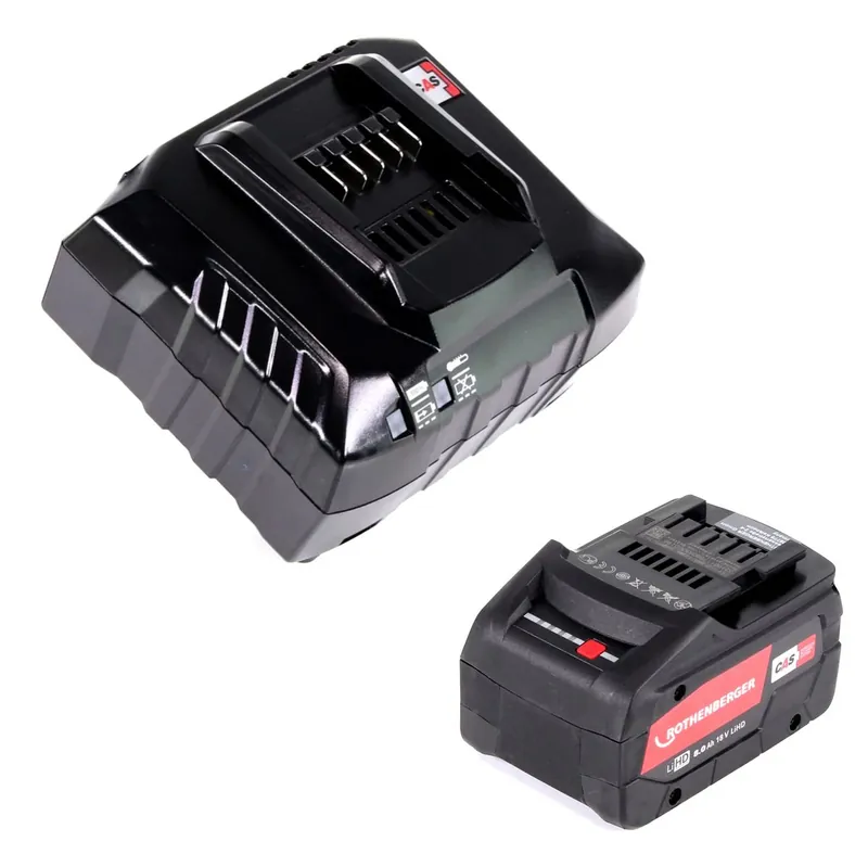 Rothenberger Akku Set 18V LiHD mit 1x Akku 8,0Ah ( 1000002549 ) + Ladegerät ( 1000001654 ) Neu Im Sortiment