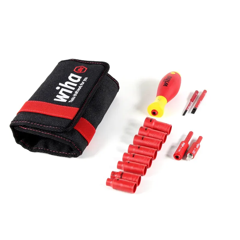 Wiha slimVario Schraubendreher und Steckschlüsseleinsatz 1/4" Set 13-teilig ( 7209NK2004 43467 ) in Tasche VDE 1000 Volt Beliebt