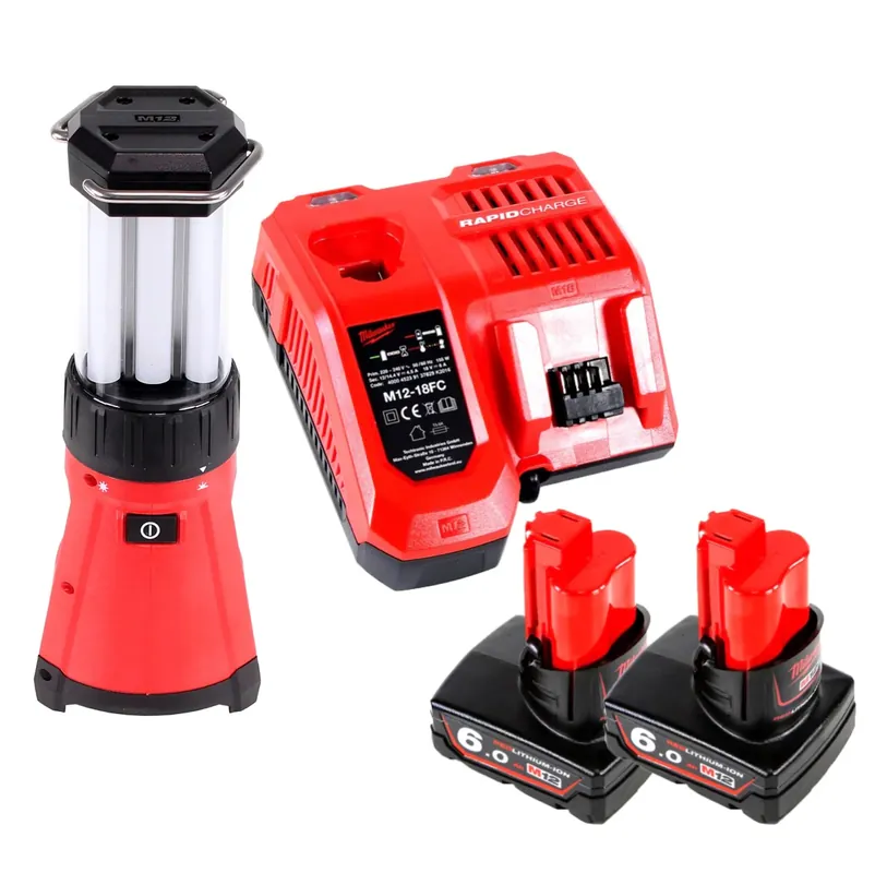 Aktuell Milwaukee M12 LL-602C LED Akku Laternenleuchte 12 V Li-Ion + 2x 6,0 Ah Akku + Ladegerät