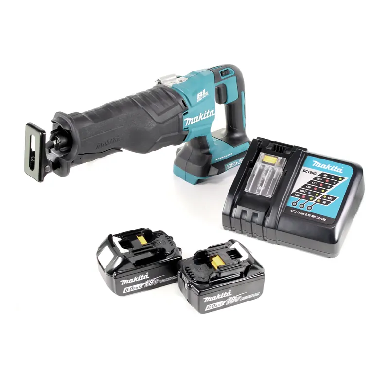 Neue Kollektion Makita DJR 360 RG Akku Reciprosäge 36V ( 2x18V ) Brushless Säbelsäge + 2x 6,0 Ah Akku + Ladegerät