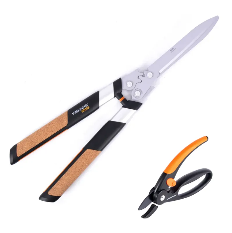 Fiskars Set 1x HS102 Heckenschere Quantum 63 cm Astschere + 1x P43 Amboss Gartenschere 20 mm Billig