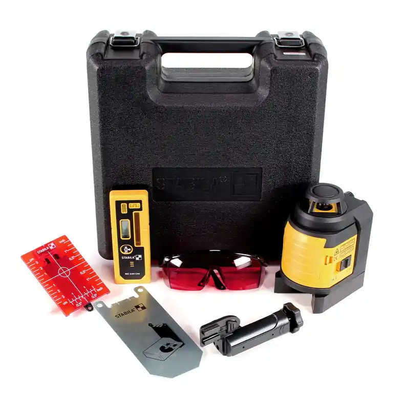 Stabila LAX 400 Multilinien Laser 6 tlg Set ( 18862 ) selbstnivellierend rot 20m im Tragekoffer + Laser-Sichtbrille, Zielplatte, Wandhalterung, Batterien, Linien-Reciever Super-Preis