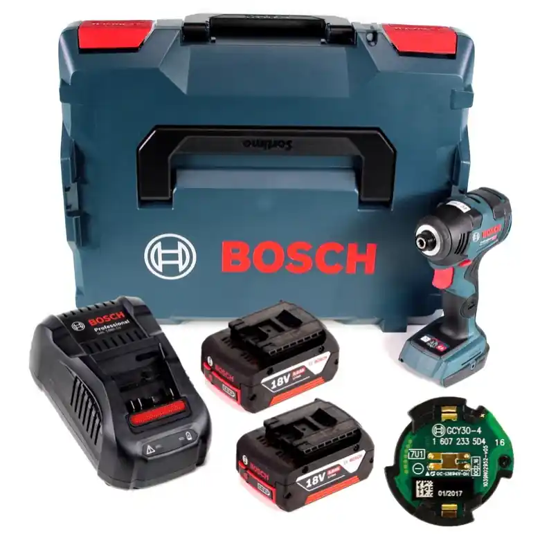 Bosch GDR 18V-200 C Akku Drehschlagschrauber 1/4" 18V 200Nm + 2x Akkus 5,0Ah + Ladegerät + Connect Modul in L-Boxx Direktkauf