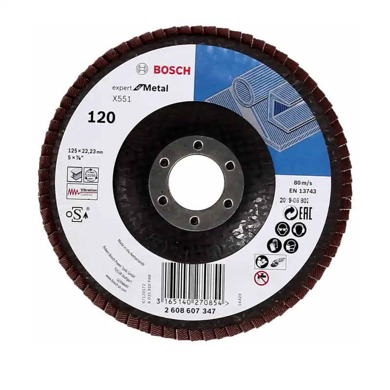 Wochenendangebot Bosch Fächerschleifscheiben X551 Expert for Metal 125mm, K120, 100 Stück ( 100x 2608607347 )