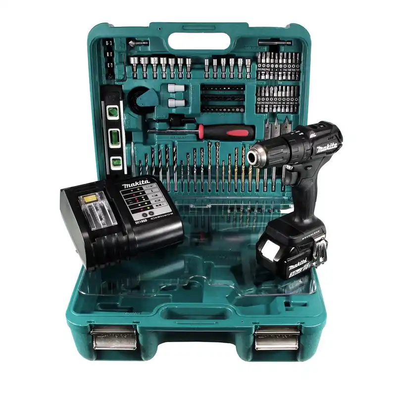 Direktkauf Makita DHP 483 SFTK B Akku Schlagbohrschrauber 18V 40Nm Brushless +1x Akku 3,0Ah + Ladegerät + 101tlg. Werkzeugset im Koffer