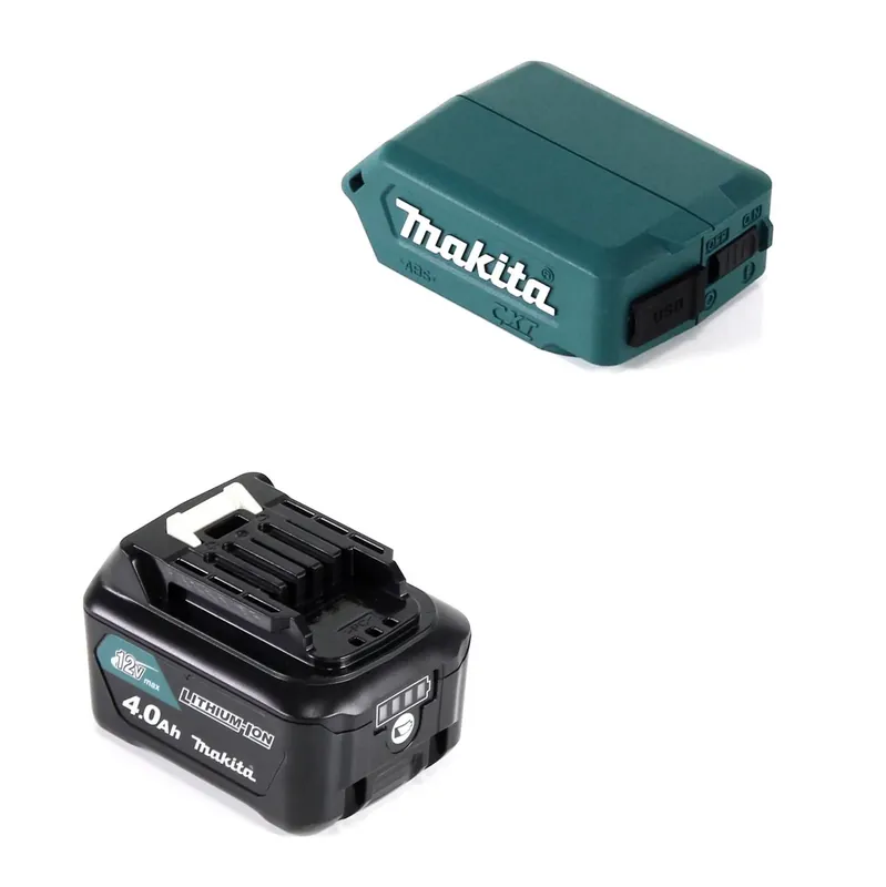 Nur Für Kurze Zeit Makita DEAADP08 M1 USB Adapter für 10,8V-12V Akkus + 4,0 Ah Akku ( 197406-2 )