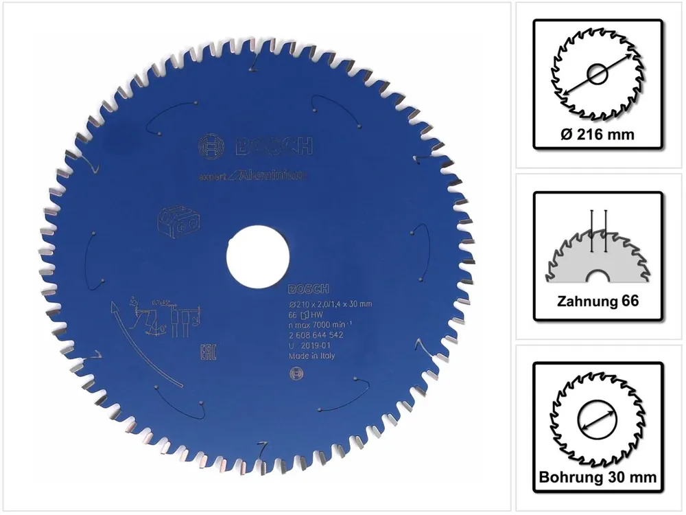 Neue Kollektion Bosch Kreissägeblatt Expert for Aluminium 210 x 1,4 x 30 mm 66 Zähne ( 2608644542 )