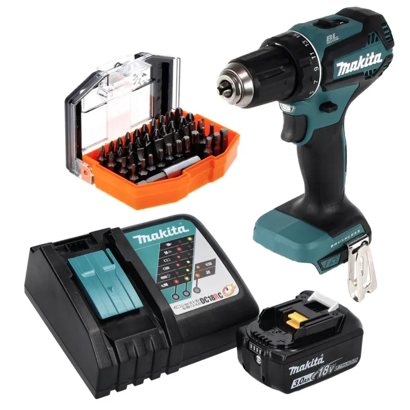 Versand Am Gleichen Tag Makita DDF 485 RF1 Akku Bohrschrauber 18 V 50 Nm Brushless + 1x Akku 3,0 Ah + Ladegerät + 44 tlg. Bit Set