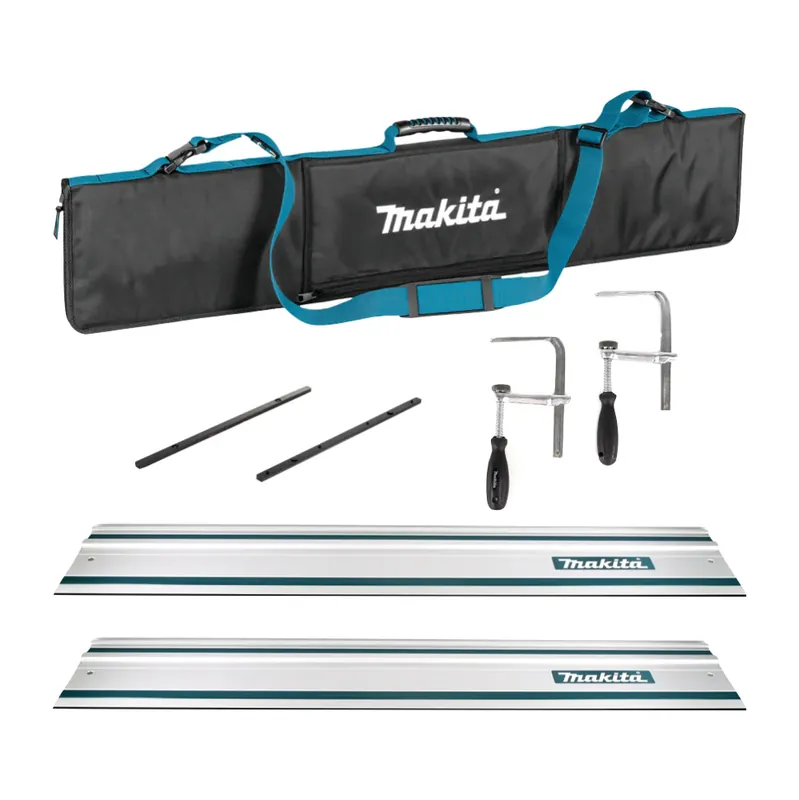 Makita Führungsschiene für Sägen 1000 mm 2 Stk. ( 2x 199140-0 ) + 2x Führungsschienen Verbinder + 2x Schraubzwingen + Führungsschienen Tasche Tragbar Preiswert