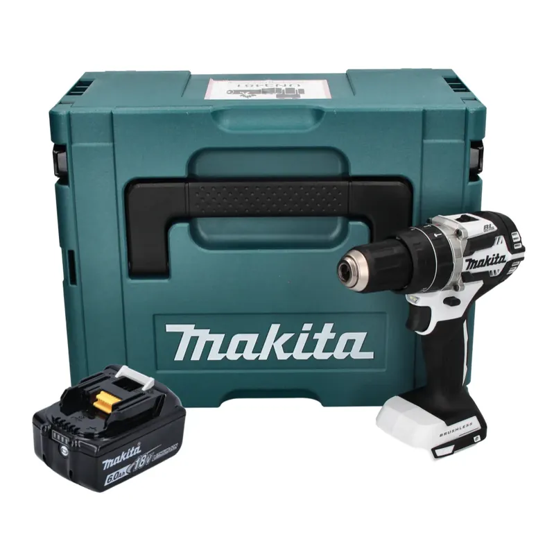 Makita DHP 484 G1J W Akku Schlagbohrschrauber 18 V 54 Nm Brushless Weiß + 1x Akku 6,0 Ah + Makpac - ohne Ladegerät Knallerangebot