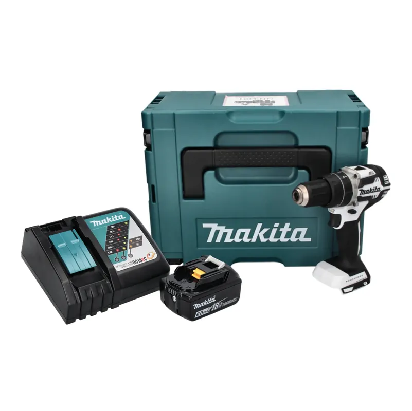 Aktuell Makita DHP 484 RG1J W Akku Schlagbohrschrauber 18 V 54 Nm Brushless Weiß + 1x Akku 6,0 Ah + Ladegerät + Makpac