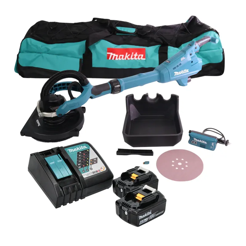 Markenprodukt Makita DSL 800 RGX Akku Langhalsschleifer 18 V 225 mm Brushless + 2x Akku 6,0 Ah + Ladegerät + Zubehör + Tasche