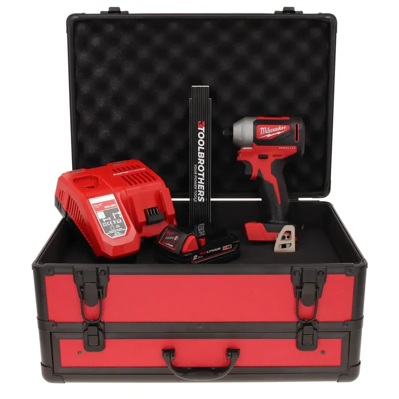 Milwaukee M18 BLID2-201FC TX Akku Schlagschrauber 18 V 180 Nm 1/4" Brushless + 1x Akku 2,0 Ah + Ladegerät + Gliedermaßstab + TX Koffer Markenprodukt