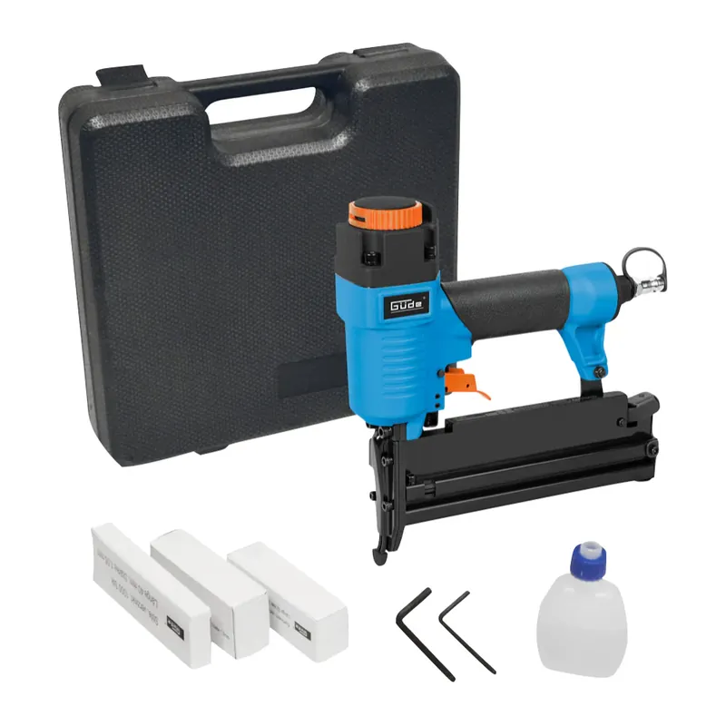Ausverkauf Güde Druckluft Klammergerät / Nagler 3 in 1 20 - 40 mm 4 - 7,5 bar + 800 tlg. Nagel / Klammer Set + Koffer ( 40221 )