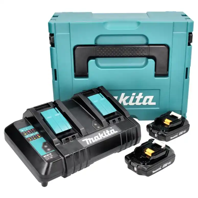 Ausverkauf Makita Power Source Kit 18 V mit 2x BL 1820 B 2,0 Ah Akku ( 197254-9 ) + DC 18 SH Doppel Ladegerät ( 199687-4 ) + Makpac
