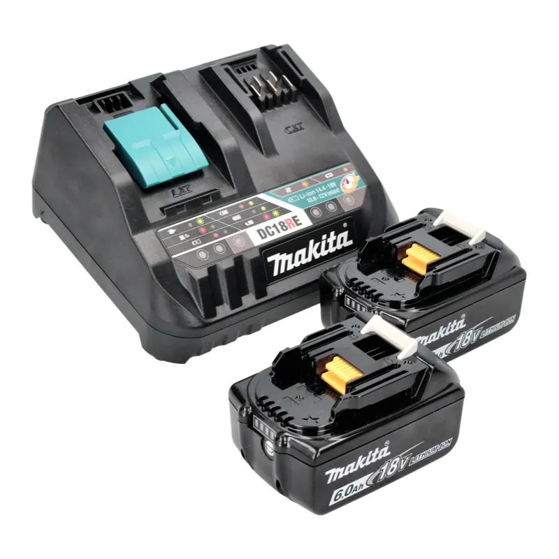 Meistverkauft Makita Power Source Kit 18 V mit 2x BL 1860 B Akku 6,0 Ah ( 2x 197422-4 ) + DC 18 RE Multi Schnell Ladegerät ( 198720-9 )