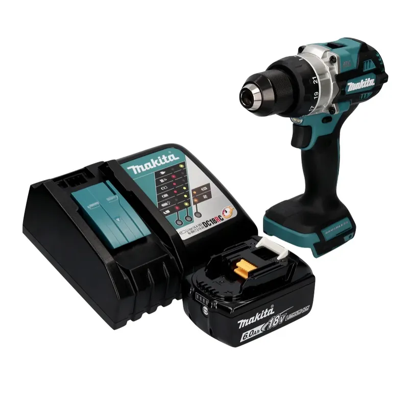Zertifiziert Makita DDF 486 RG1 Akku Bohrschrauber 18 V 130 Nm Brushless + 1x Akku 6,0 Ah + Ladegerät