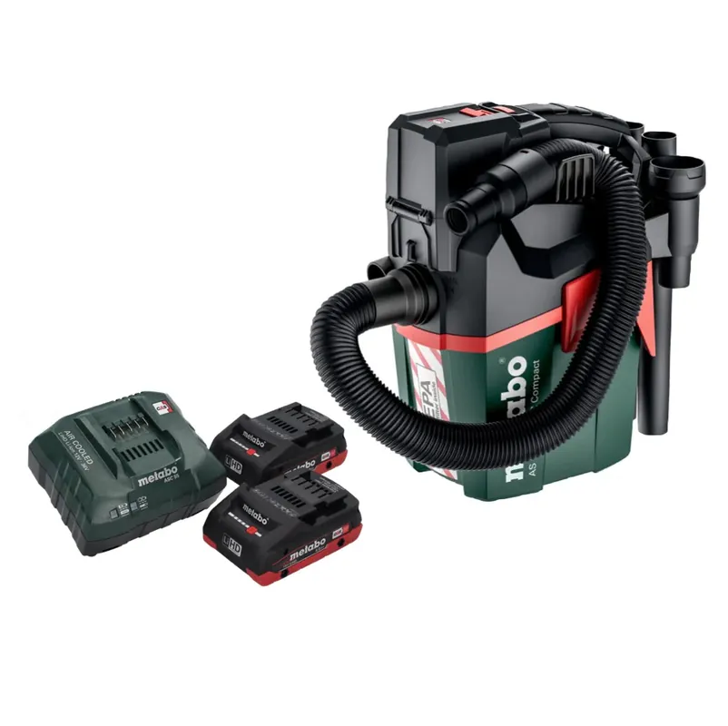 Super-Preis Metabo AS 18 HEPA PC Compact Akku Sauger 18 V 6 l Nass und Trocken Sauger mit Blasfunktion + 2x Akku 4,0 Ah + Ladegerät