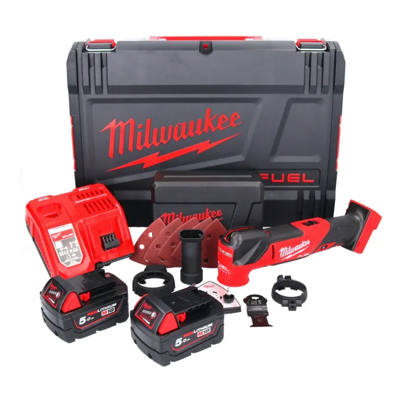 Milwaukee M18 FMT-502X FUEL Akku Multitool 18 V Brushless + 2x Akku 5,0 Ah + Ladegerät + 7 tlg. Zubehör Set + HD Box Jetzt Bestellen