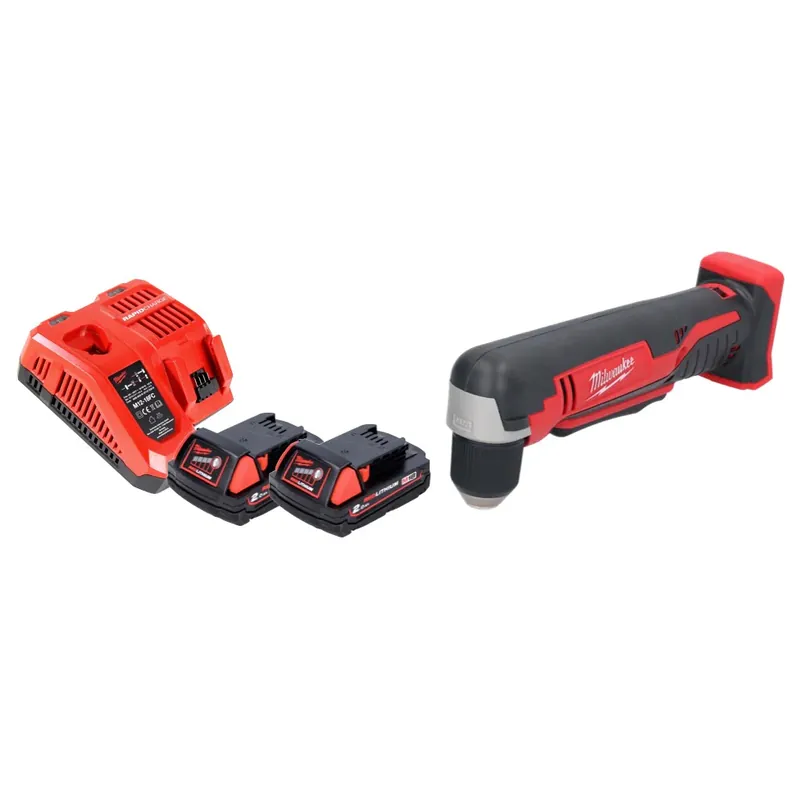 Schneller Versand Milwaukee C18 RAD-202FC Akku Winkelbohrschrauber 18 V 20 Nm + 2x Akku 2,0 Ah + Ladegerät