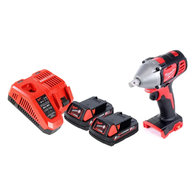 Echt Milwaukee M18 BIW12-202FC Akku Schlagschrauber 18 V 240 Nm 1/2" + 2x Akku 2,0 Ah + Ladegerät