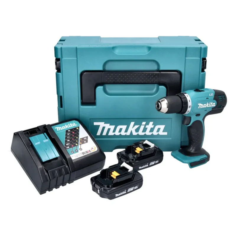 Makita DDF 453 RAJ Akku Bohrschrauber 18 V 42 Nm + 2x Akku 2,0 Ah + Ladegerät + Makpac Finale Aktion
