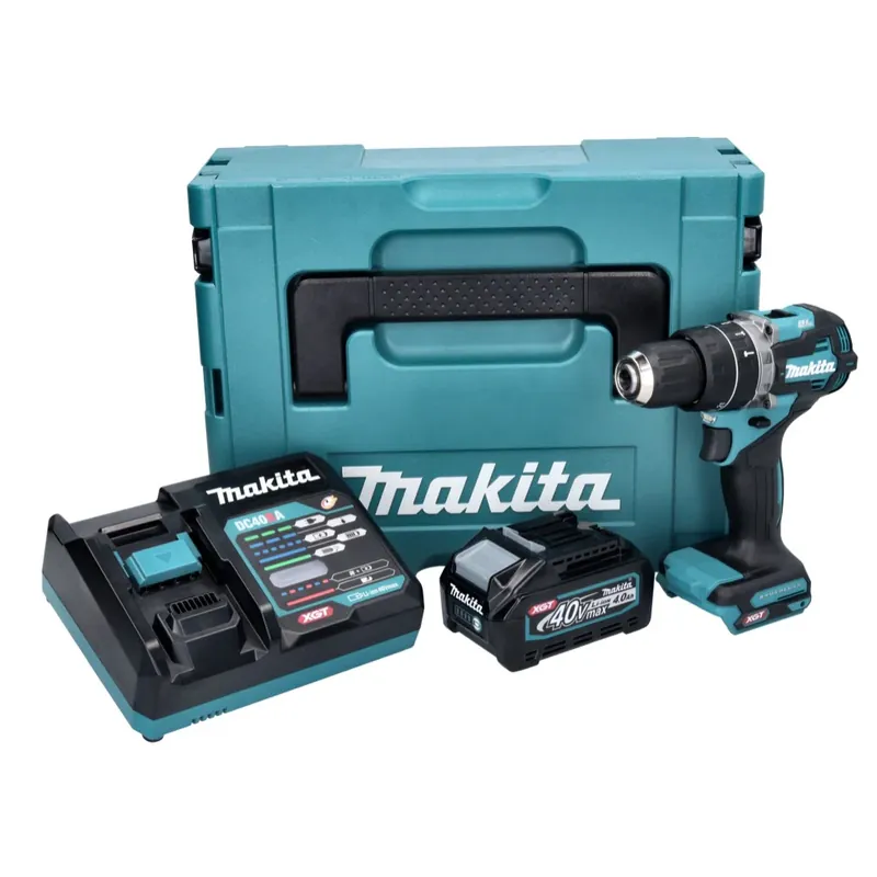 Begrenztes Angebot Makita HP 002 GM101 Akku Schlagbohrschrauber 40 V 64 Nm Brushless + 1x Akku 4,0 Ah + Ladegerät + Makpac