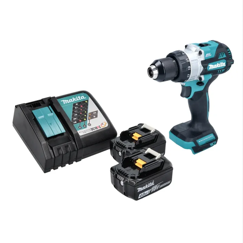 Markenware Makita DHP 486 RM Akku Schlagbohrschrauber 18 V 130 Nm Brushless + 2x Akku 4,0 Ah + Ladegerät