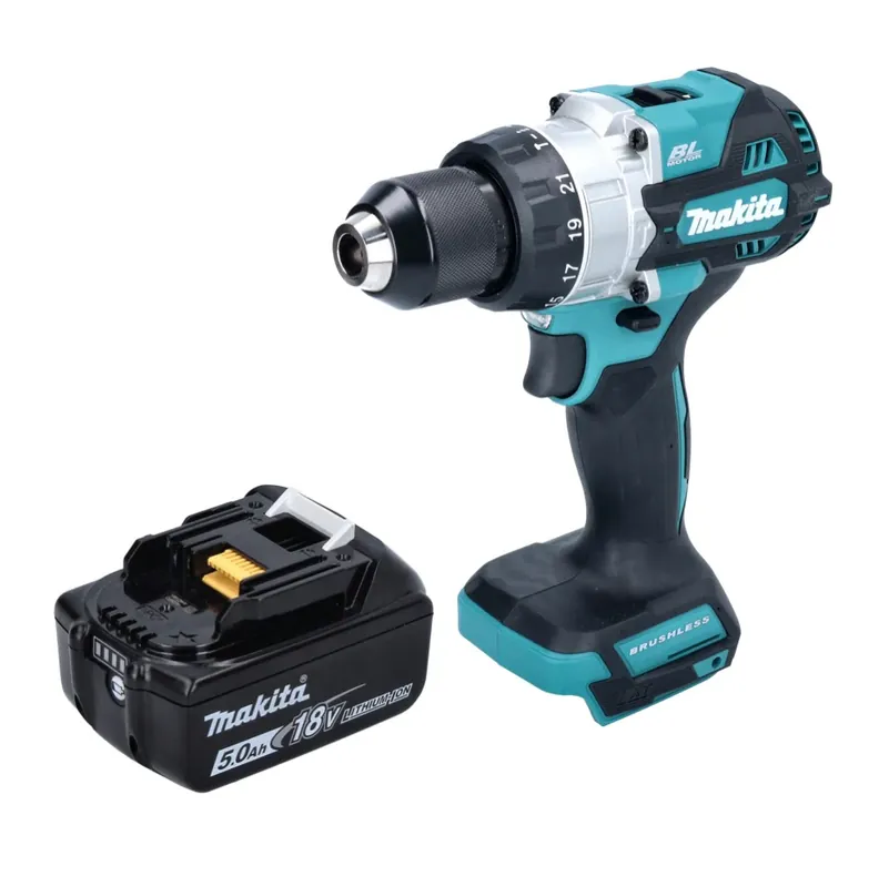 Makita DHP 486 T1 Akku Schlagbohrschrauber 18 V 130 Nm Brushless + 1x Akku 5,0 Ah - ohne Ladegerät Schnäppchen