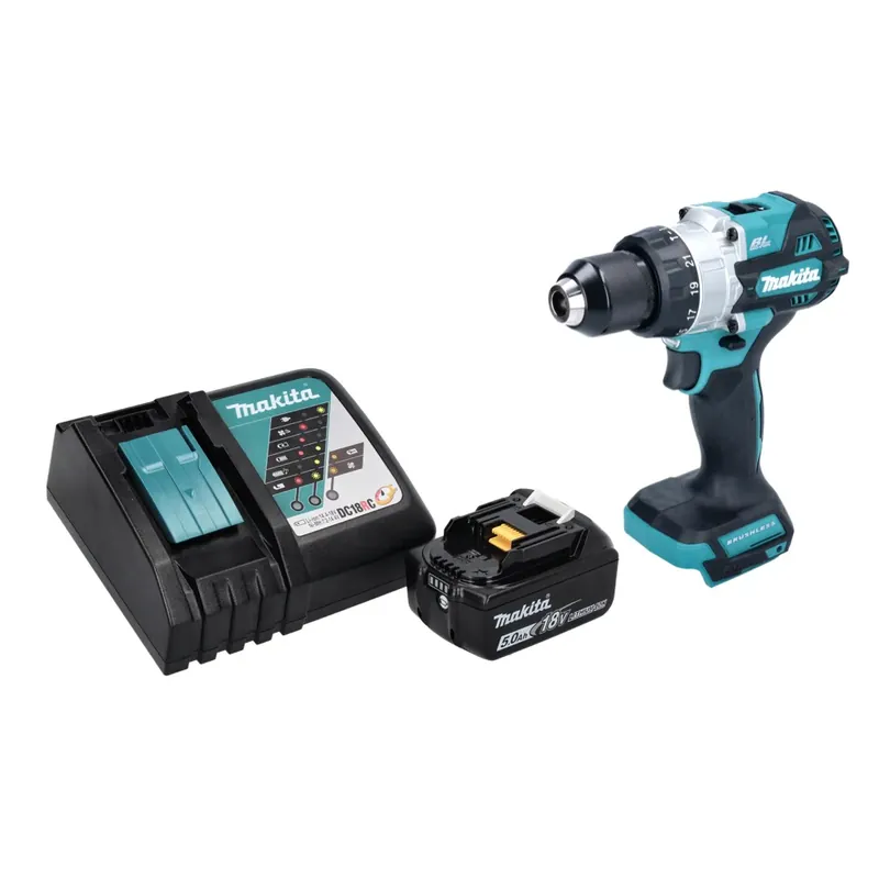 Solange Der Vorrat Reicht Makita DHP 486 RT1 Akku Schlagbohrschrauber 18 V 130 Nm Brushless + 1x Akku 5,0 Ah + Ladegerät