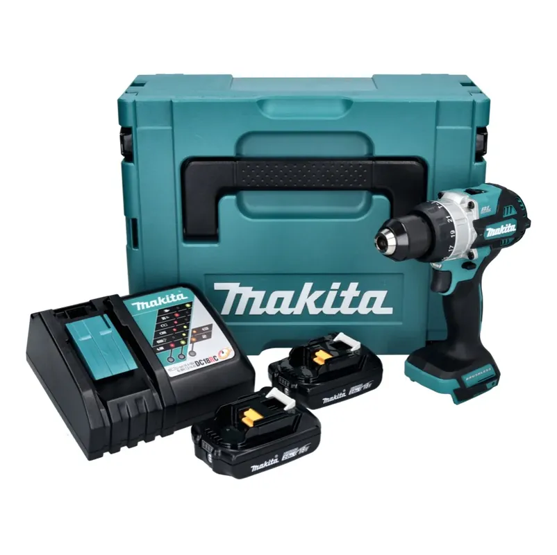 Makita DHP 486 RAJ Akku Schlagbohrschrauber 18 V 130 Nm Brushless + 2x Akku 2,0 Ah + Ladegerät + Makpac Schnäppchen