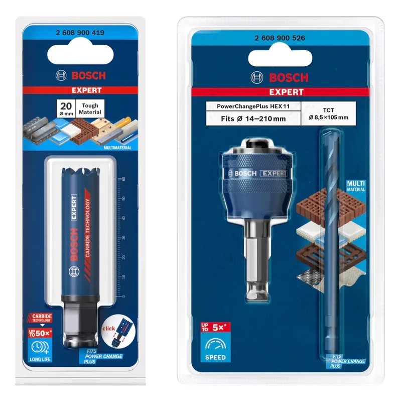 Bosch EXPERT Tough Material Lochsägen Starter Set 20 x 60 mm Carbide ( 2608900526 ) Universal + Power Change Adapter ( 2608900526 ) Online Kaufen